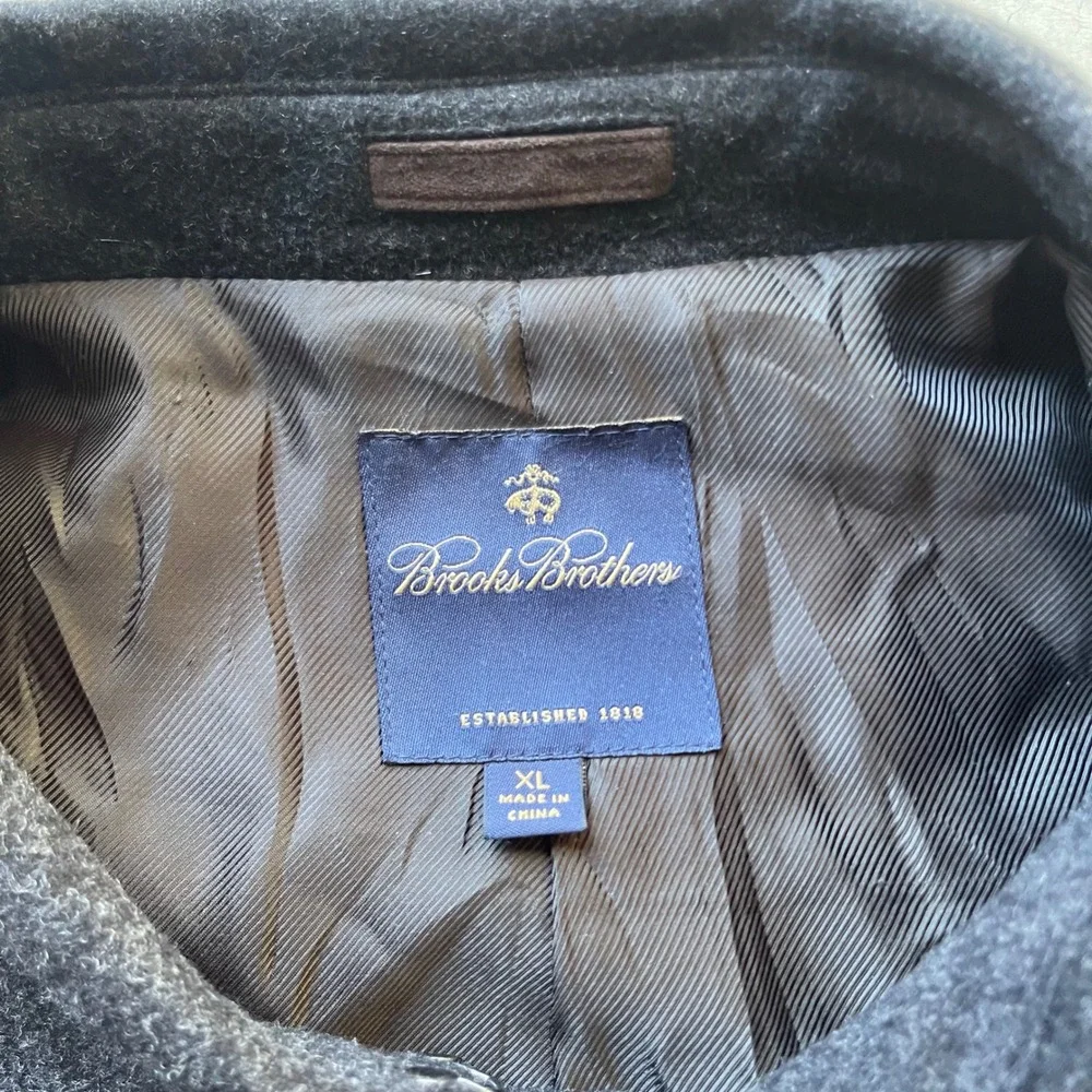 Brooks Brothers Loro Piana Storm System Wool Car Coat Mens XL Charcoal Grey